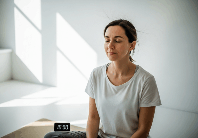 A daily 10-minute session of mindfulness meditation for 8 weeks can lower serum cortisol levels from ~382 nmol/L to ~306 nmol/L (~20% reduction), boosting mood by reducing physiological stress.