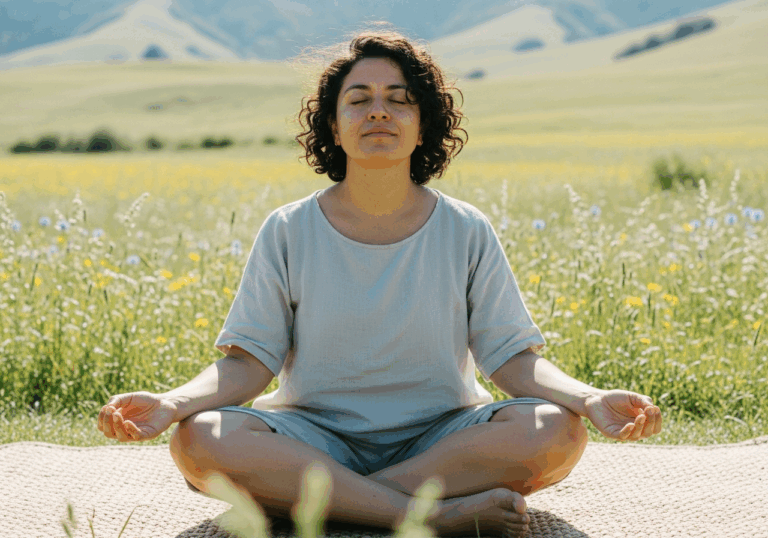 Participating in a 4-week sophrology-based grounding relaxation program (12 sessions) reduced anxiety by 54% and HADS‑A scores dropped from ~7.6 to ~4.1, improving mood via sensory-attentive presence.