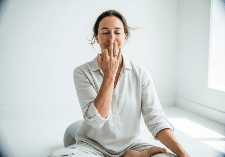 Practicing alternate nostril breathing (≈5 min) can significantly increase SDNN and RMSSD HRV markers and reduce LF/HF ratio, improving mood through enhanced parasympathetic balance.