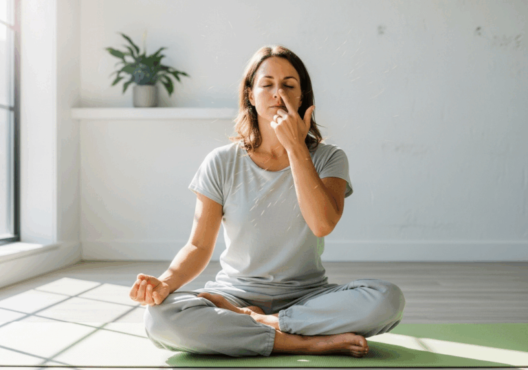 Practicing sequential kaphalabhati and alternate nostril breathing for 5 min acutely lowers systolic BP by ~5 mmHg and increases short-term RMSSD, improving mood through cardiorespiratory control.
