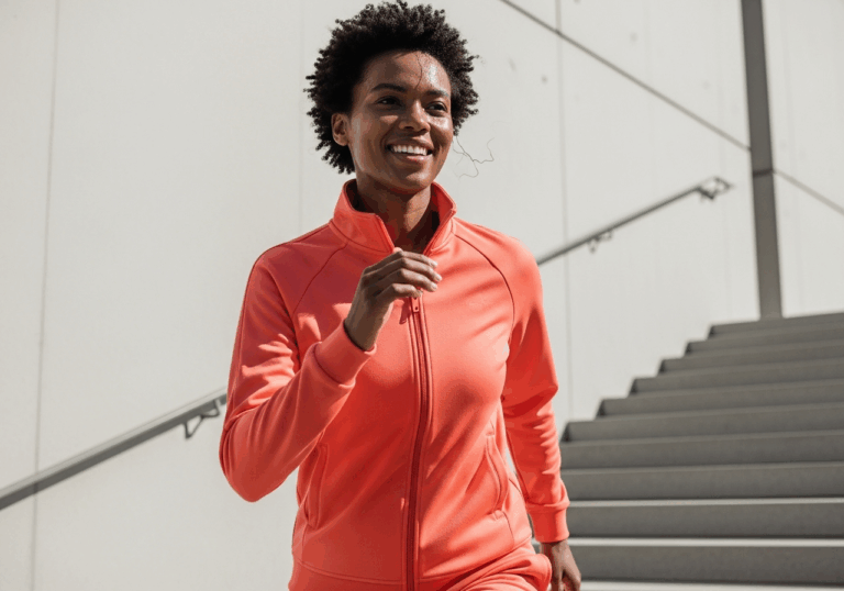 Walking up/down stairs at moderate pace for 10 min improved energy by ~20% and reduced fatigue by ~65%, encouraging mood uplift via accessible movement.