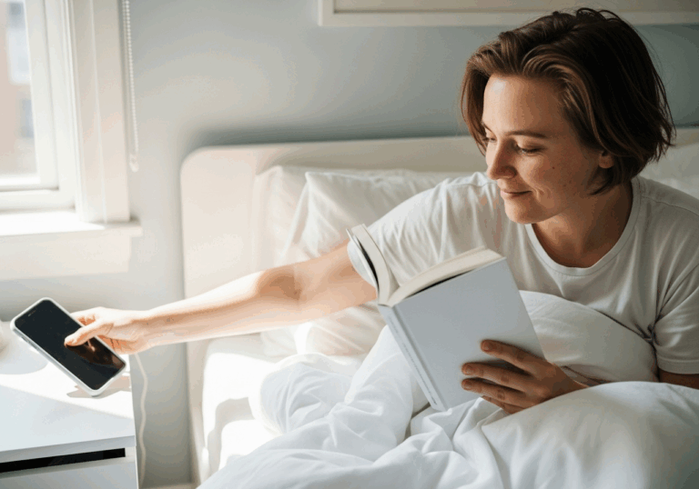 Avoiding any screen use in bed over nights per week (>2 nights) is associated with ~26% lower rates of poor mood and daytime fatigue, promoting emotional stability and sleep hygiene.