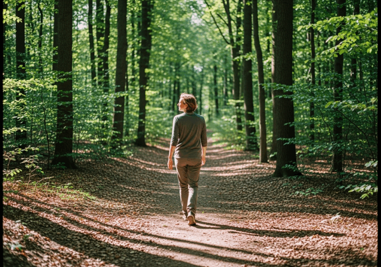 Walking in a forest park lowers systolic by 7 mmHg and diastolic by 7 mmHg, enhancing mood via cardiovascular stress relief.