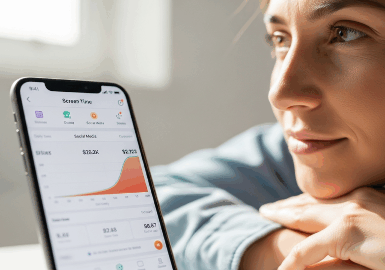 Awareness of addictive screen behavior (via tracking) prompts more intentional use patterns, improving mood through behavior alignment.