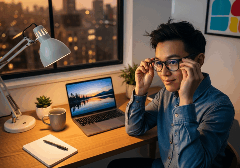 Wearing blue-light blocking eyewear in the evening can advance melatonin onset by ~30 minutes, helping to lift mood by aligning circadian rhythms for better nighttime sensory rest.