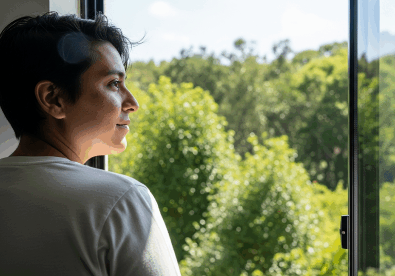 Viewing green scenery improves attention and mood compared to concrete views, boosting cognitive calm through visual sensory rest.