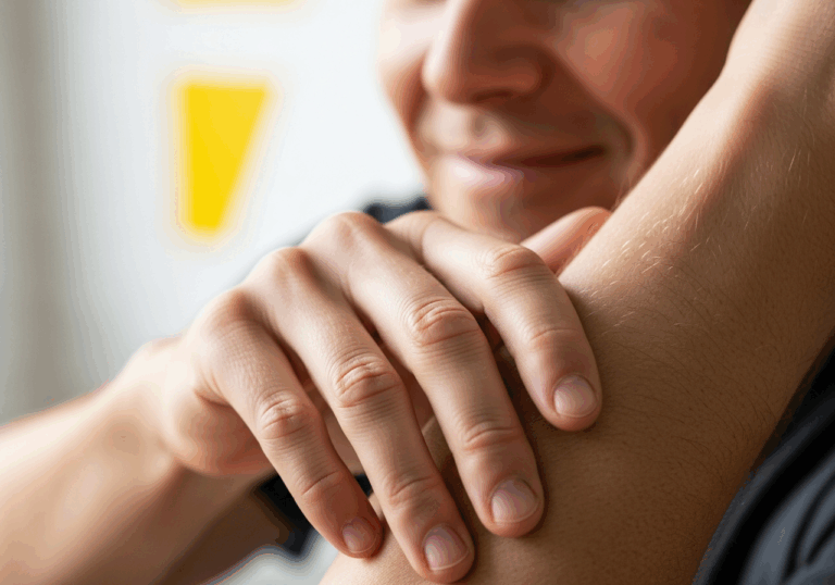 Gently rubbing your arms or shoulders for ~30 seconds after stress reduces cortisol reactivity by ~13% and supports mood recovery via tactile comfort.