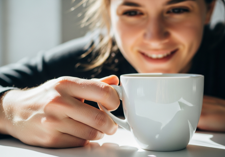 Drinking coffee from a white mug makes it taste nearly twice as intense (≈200%) yet only two-thirds as sweet (~67%), enhancing sensory salience via visual–taste pairing.