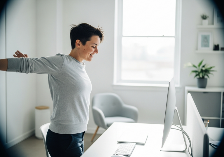 A single 5‑minute active break mid-afternoon reduces perceived fatigue by ~40% versus no activity break.