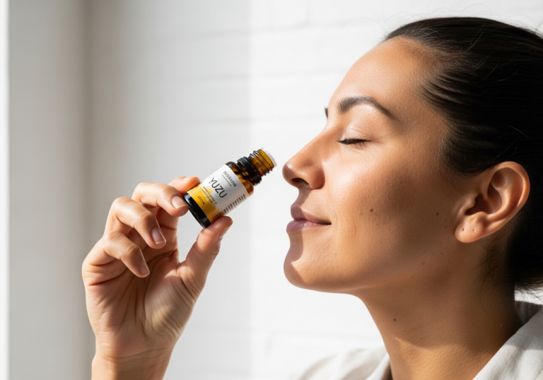 Inhaling yuzu (a citrus scent) for 10 minutes can reduce total mood disturbance by up to 30%, uplifting mood through lowering tension, depression, anger, and confusion.