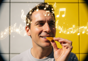 Listening to a ‘sweet’ high-pitched piano tune while eating toffee can make it taste ~10% sweeter, amplifying sensory pleasure through sound–taste pairing.